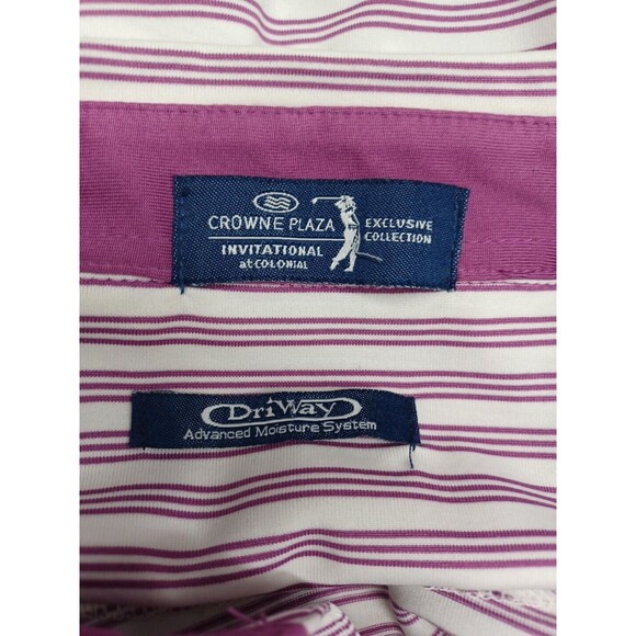 Crowne Plaza Invitational Colonial Mens Polo Golf Shirt Stripe White Pink 2XL - Picture 10 of 10